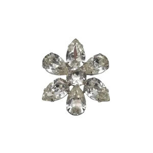 Weiss Co. Clear Crystal Flower Brooch Pin Silver Tone Vintage